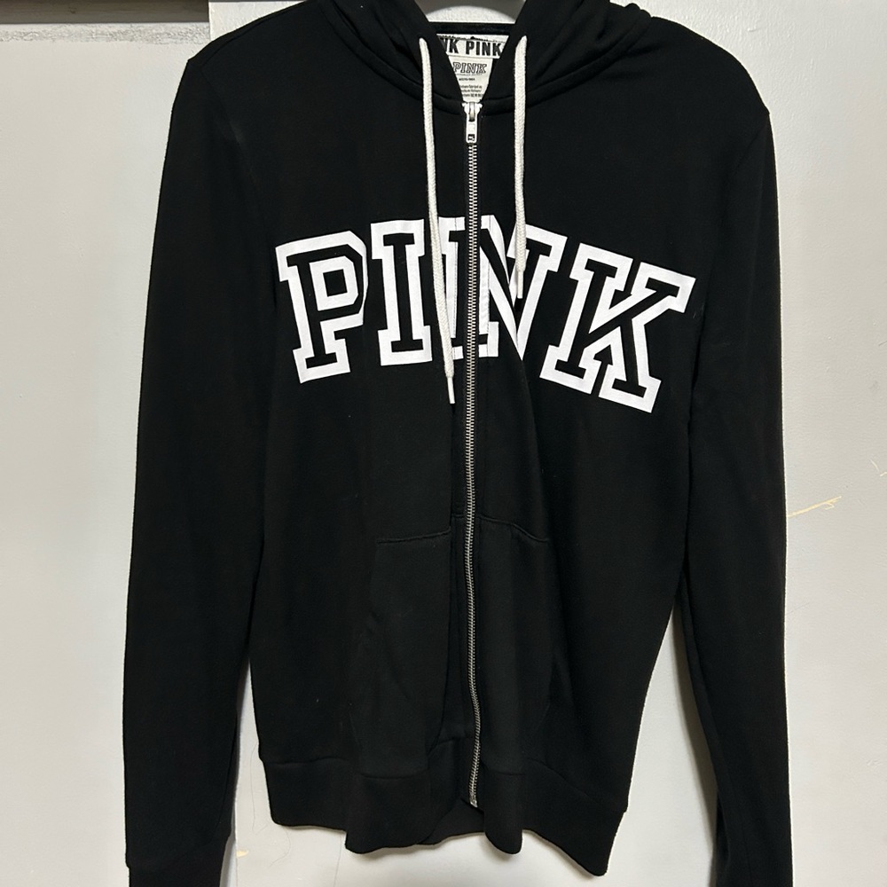 PINK black zip up women size M